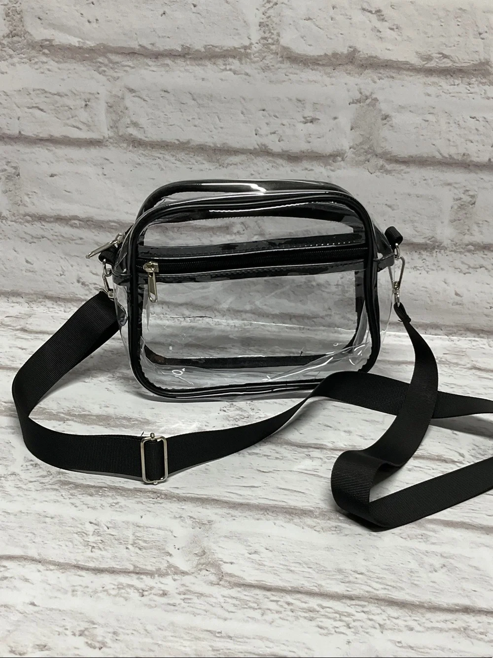 Clear Crossbody Bag with Black Trim